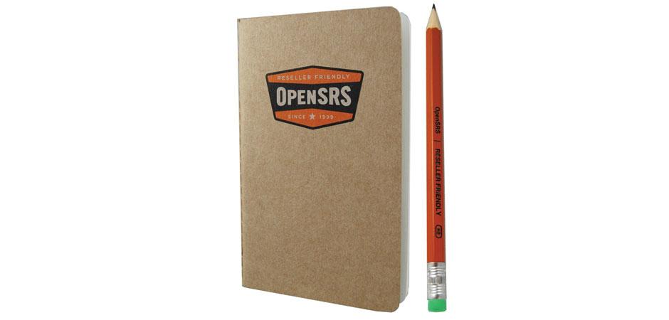 OpenSRS Custom Notebook and pencil