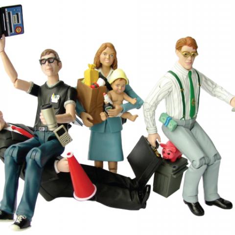 Happy Worker GeekMan BossMan MoneyMan SuperMom Action Figures