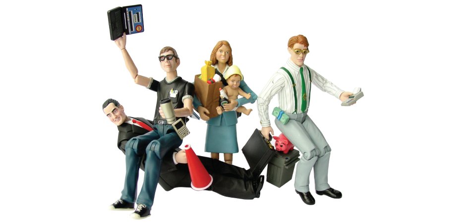 Happy Worker GeekMan BossMan MoneyMan SuperMom Action Figures
